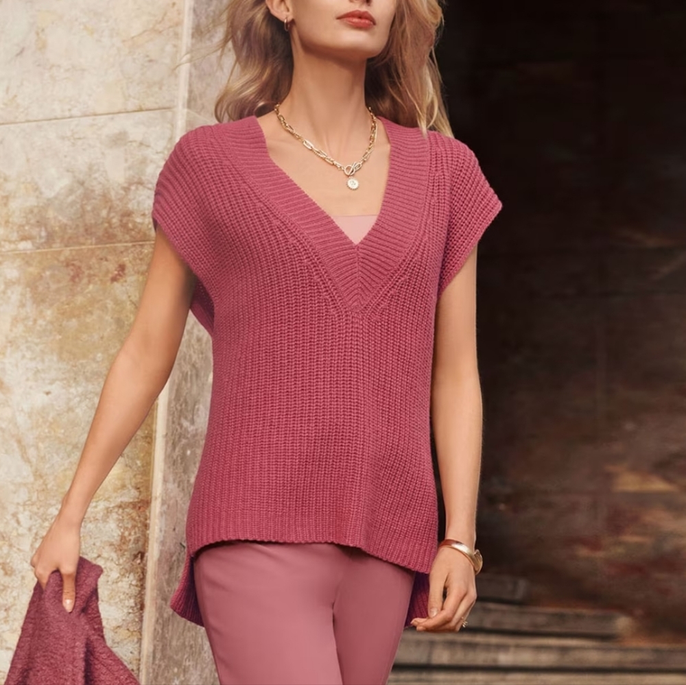 Madeleine Wool Cashmere Berry Jumper Vest Blouse Women's US 10/12